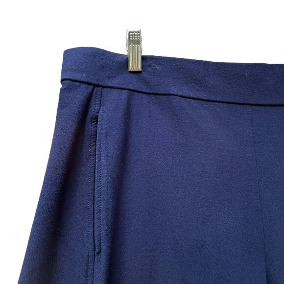 Eileen Fisher Stretch Pants Size Large Comfort Elastic Waist Wide Leg Navy Blue - Picture 3 of 11